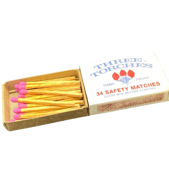 Vintage Three Torches Damp Proof Matches Matchbox - Picture 1 of 12